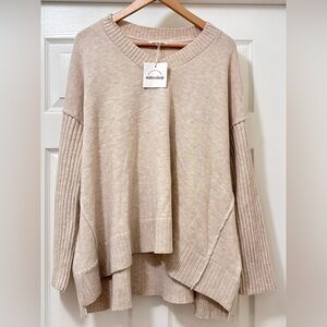 Mittoshop Women's V-Neck Sweater in Cream